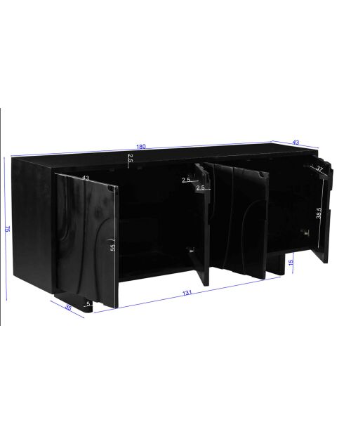 Sit - Buffet Black Smooth noir - 180x43x76cm