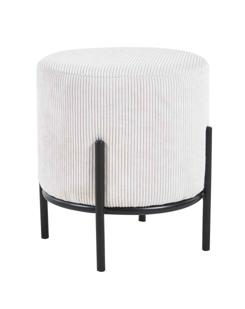 Fever - Pouf rembourré velours côtelé beige - D.35 cm