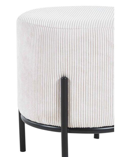 Fever - Pouf rembourré velours côtelé beige - D.35 cm