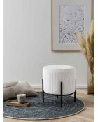 Fever - Pouf rembourré velours côtelé beige - D.35 cm