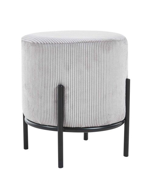 Fever - Pouf rembourré velours côtelé gris clair - D.35 cm