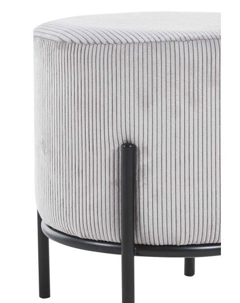 Fever - Pouf rembourré velours côtelé gris clair - D.35 cm