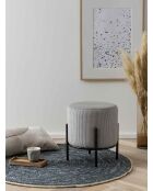 Fever - Pouf rembourré velours côtelé gris clair - D.35 cm