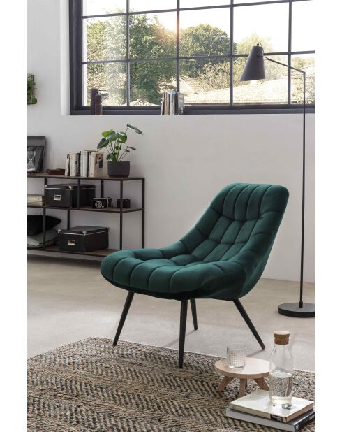 Fever - Poltrona XXL in velluto verde nero in metallo - 76x85,6x85,6 cm