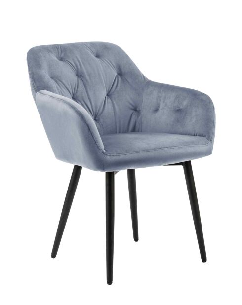 Fever - Fauteuil velours gris clair/noir - 61x45x85 cm