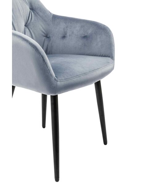 Fever - Fauteuil velours gris clair/noir - 61x45x85 cm