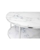 Fever - Couchtisch mit 2 Ablagen weiß/chrom - D.80 cm