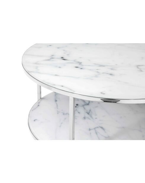 Fever - Couchtisch mit 2 Ablagen weiß/chrom - D.80 cm