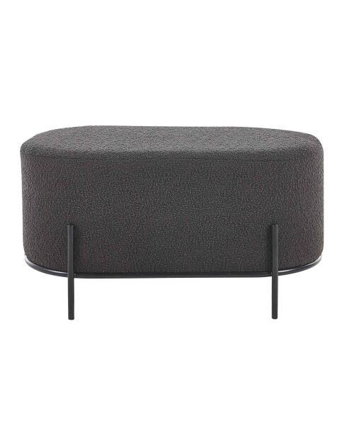 Fever - Panca imbottita in tessuto riccio color antracite - 80x40x42 cm
