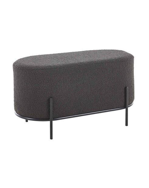 Fever - Panca imbottita in tessuto riccio color antracite - 80x40x42 cm