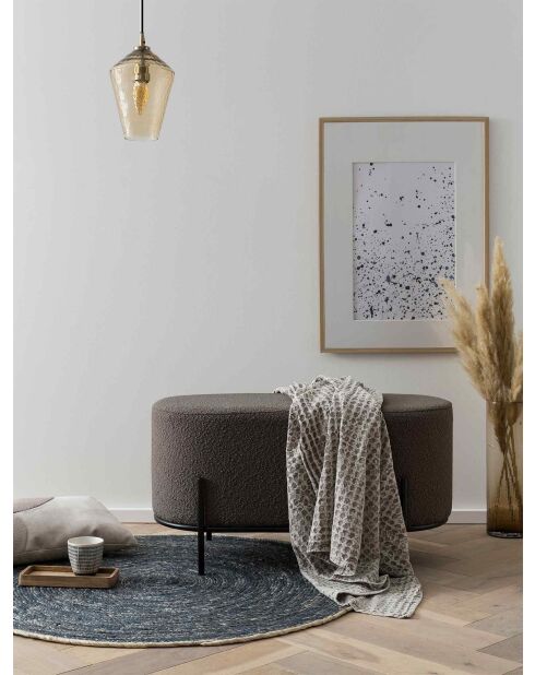 Fever - Panca imbottita in tessuto riccio color antracite - 80x40x42 cm