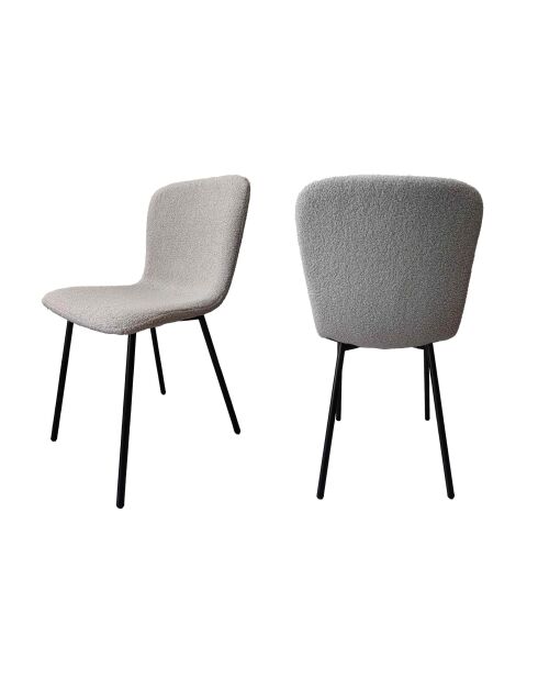 Fever - Lot de 4 chaises bouclées Optic gris clair - 44x52x79 cm