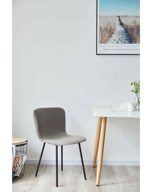 Fever - Lot de 4 chaises bouclées Optic gris clair - 44x52x79 cm