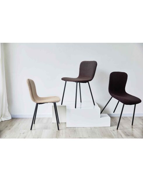 Fever - Lot de 4 chaises bouclées Optic gris clair - 44x52x79 cm