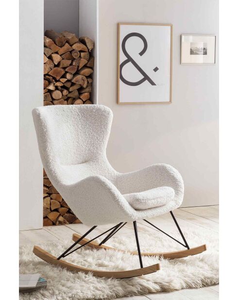 Fever - Sedia a dondolo in pelliccia di orsetto bianco - 75x102x106 cm