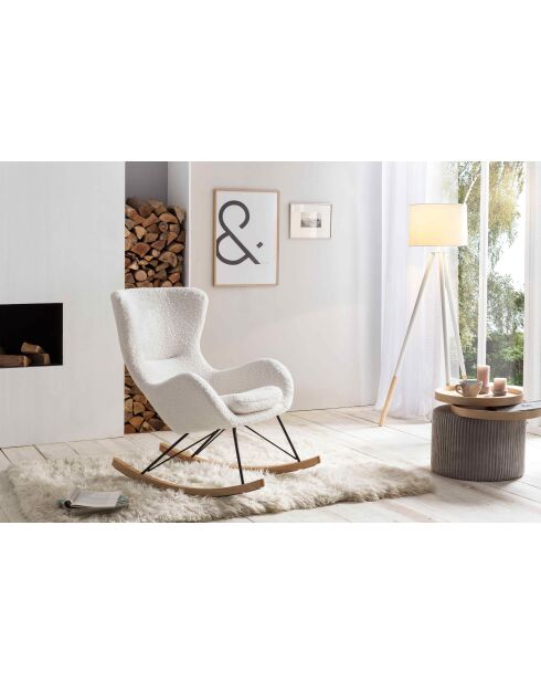 Fever - Sedia a dondolo in pelliccia di orsetto bianco - 75x102x106 cm