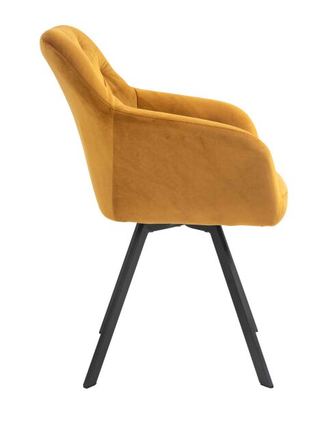 Fever - Poltrona con funzione girevole a 360° giallo senape e nero - 61x62x85 cm