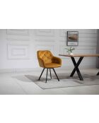 Fever - Poltrona con funzione girevole a 360° giallo senape e nero - 61x62x85 cm