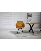 Fever - Poltrona con funzione girevole a 360° giallo senape e nero - 61x62x85 cm