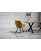 Fever - Poltrona con funzione girevole a 360° giallo senape e nero - 61x62x85 cm