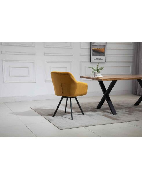 Fever - Poltrona con funzione girevole a 360° giallo senape e nero - 61x62x85 cm