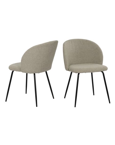 Sit - Lot de 2 chaises Sit&Chairs housse taupe, pieds noir mat - 60x48x78cm