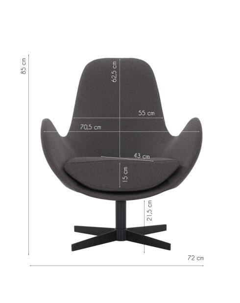 Fever - poltrona con funzione girevole grigio scuro, nero - 72x69x85 cm