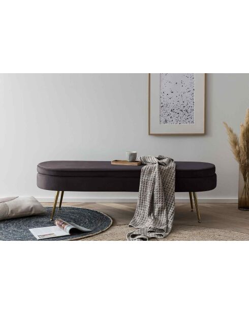 Fever - langer ovaler Hocker aus schwarzem Samt - 142x45x41 cm