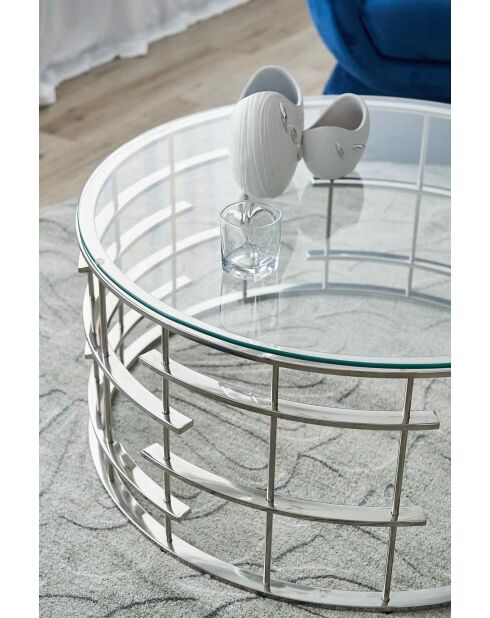 Fever - Mesita plateada - D.90 cm