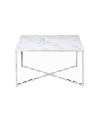 Fever - mesita blanca/cromada-80x80x45 cm