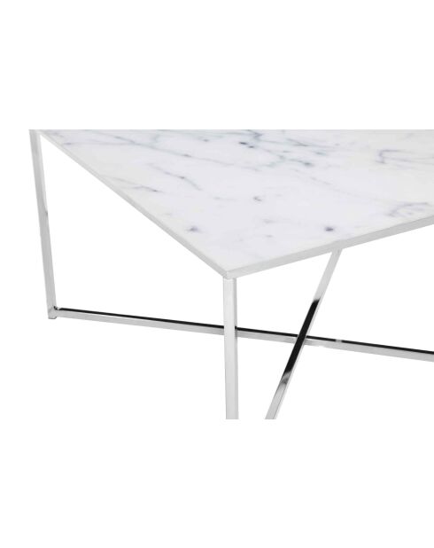 Fever - mesita blanca/cromada-80x80x45 cm