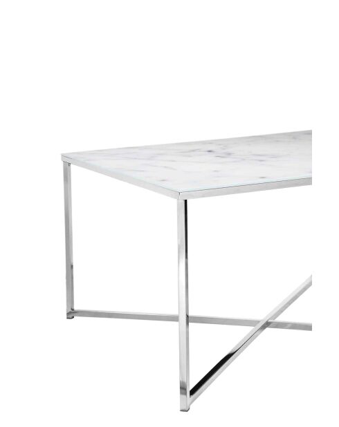 Fever - mesita blanca/cromada-80x80x45 cm