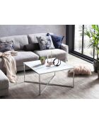 Fever - mesita blanca/cromada-80x80x45 cm