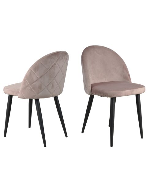 Sit - Lot de 2 chaises Sit&Chairs cadre noir, couverture vieux rose - 49x52,5x79cm