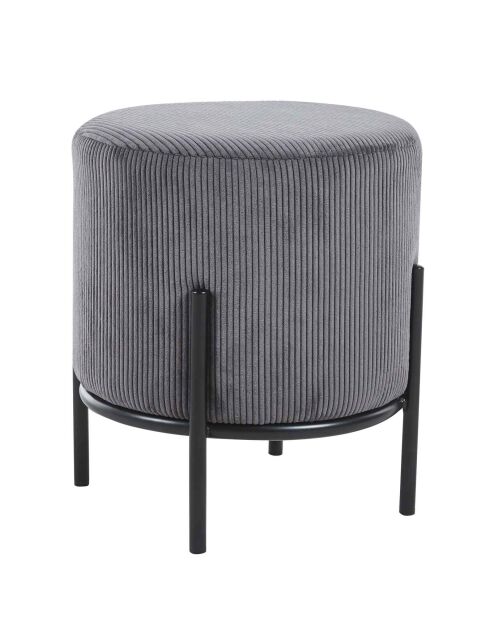 Fever - Pouf rembourré velours côtelé gris - D.35 cm