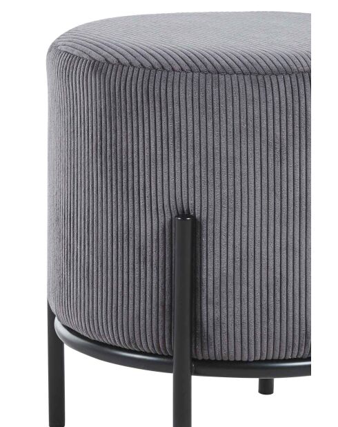 Fever - Pouf rembourré velours côtelé gris - D.35 cm
