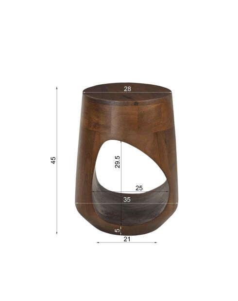 Sit - Table d'appoint Rondura brune - 32x32x46cm