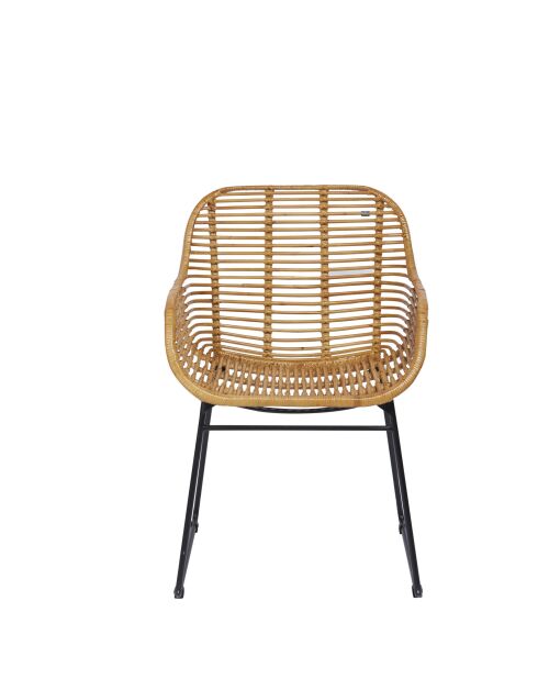 Sit - Lot de 2 fauteuil Rattan naturel,cadre noir antique - 56x59x84cm