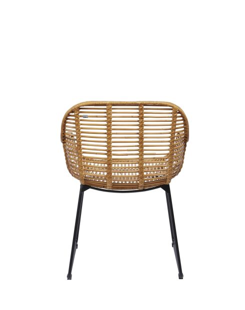 Sit - Lot de 2 fauteuil Rattan naturel,cadre noir antique - 56x59x84cm