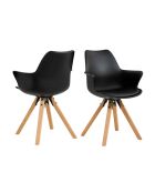 Fever - Set van 2 fauteuils met zwarte plastic schaal - 58x61x84 cm
