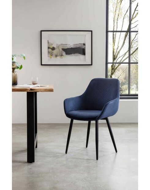 Fever - 2 Chaises aspect cordon bleu foncé/noir- 64x59x86 cm