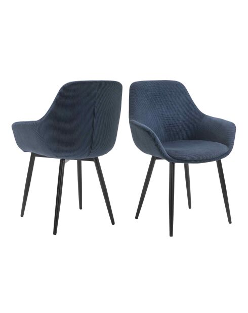Fever - 2 Chaises aspect cordon bleu foncé/noir- 64x59x86 cm