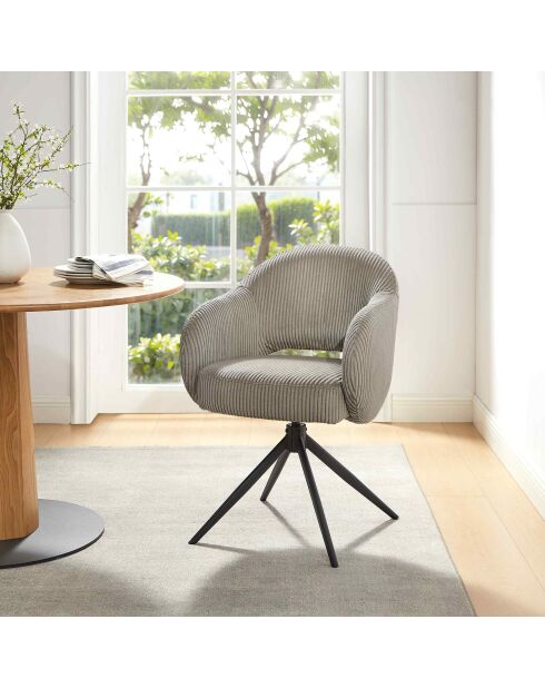 Fever - Fauteuil in lichtgrijze cordurolook - 58x60x84 cm