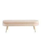 Fever - lange ovale poef van beige/goudkleurig fluweel - 142x45x41 cm
