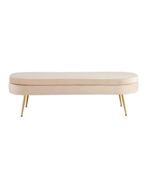 Fever - Langer ovaler Hocker aus beige/goldenem Samt - 142x45x41 cm