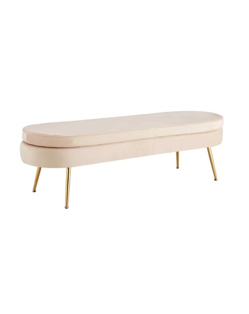 Fever - Langer ovaler Hocker aus beige/goldenem Samt - 142x45x41 cm
