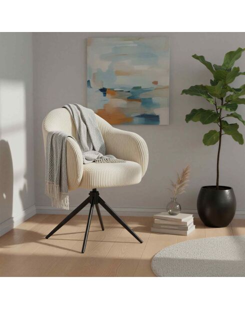 Fever - Poltrona beige effetto corda - 58x60x84 cm