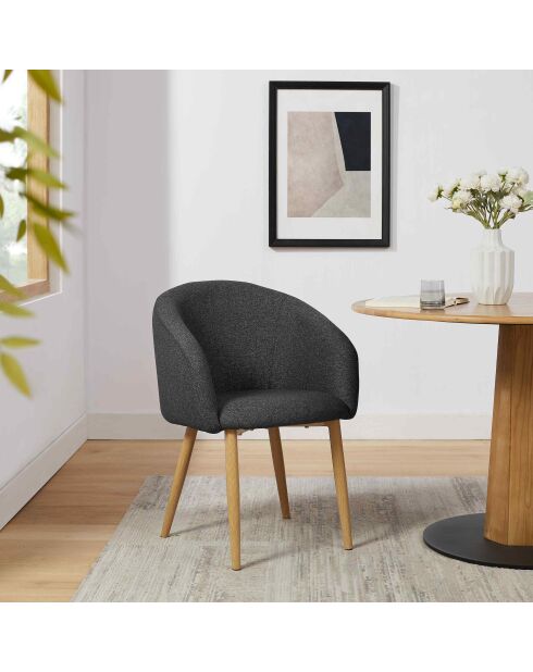 Fever - Set de 2 sillones de tela estructurada negra - 64,5x58x84 cm