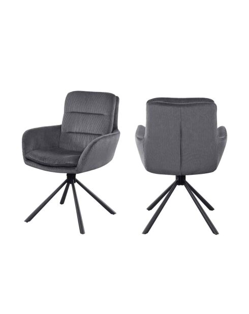 Fever - sillón de pana gris oscuro - 60x64x89 cm