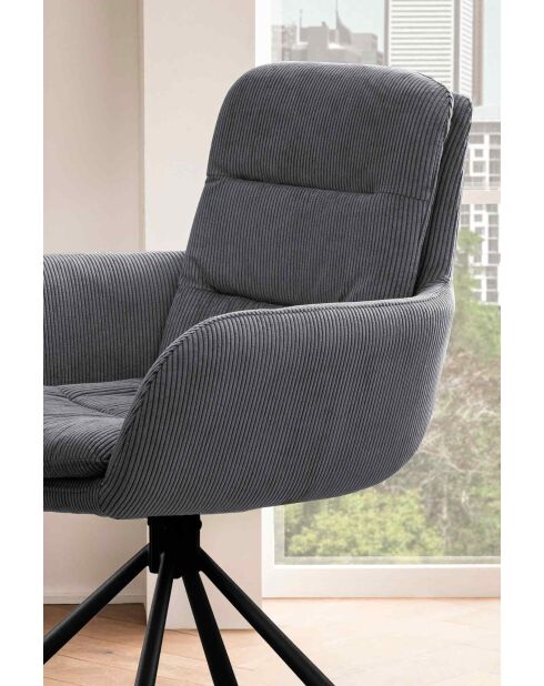 Fever - sillón de pana gris oscuro - 60x64x89 cm